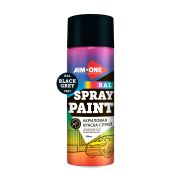 Акриловая краска-спрей Aim-one RAL-7021, Acryl Spray paint black-grey, черно-серый (450 мл)