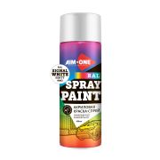 Акриловая краска-спрей Aim-one RAL-9003М, Acryl Spray paint signal white matt, сигнально-белый матовый  (450 мл)