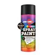 Акриловая краска-спрей Aim-one RAL-9005LG, Acryl Spray paint black gloss черный  глянец (600 мл)